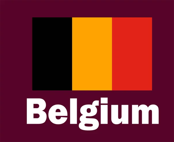 比利时国旗标志与名称符号设计欧洲足球决赛矢量欧洲国家足球队图解 — 图库矢量图片