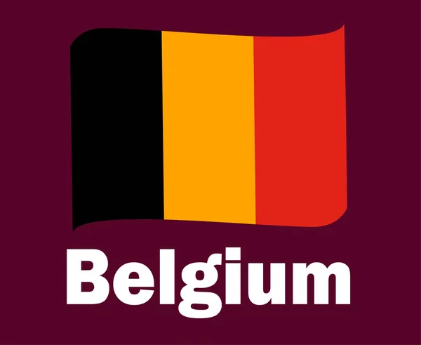 Belgium Flag Ribbon Names Symbol Design Europe Football Final Vector — Stock Vector