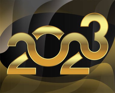 2023 Gold Happy New Year Holiday Abstract Vector Illustration Design With Black And Gold Gradient Background