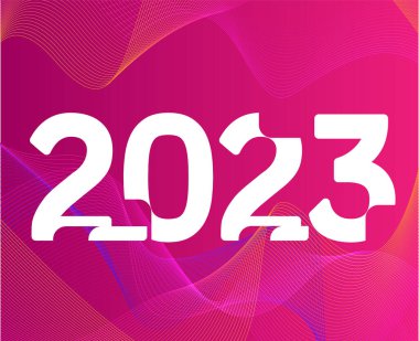 2023 White Happy New Year Holiday Abstract Vector Illustration Design With Pink Gradient Background