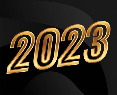 2023 Happy New Year Gold Abstract Vector Illustration Design With Black Gradient Background