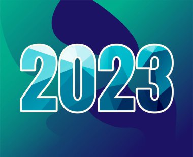 2023 Year Abstract Vector Illustration Design With Green And Blue Gradient Background