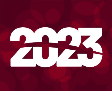 2023 Year White Abstract Vector Illustration Design With Red Gradient Background
