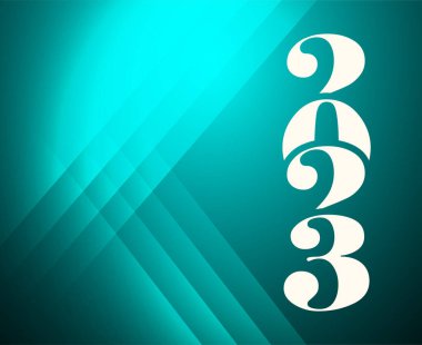 2023 Year White Abstract Vector Illustration Design With Cyan Gradient Background