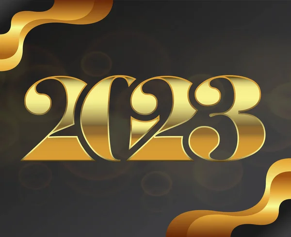 2023 Рік Золотий Абстрактний Векторний Ілюстраційний Дизайн Чорним Золотим Градієнтом — стоковий вектор