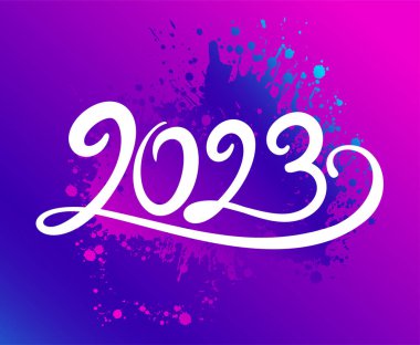 2023 Year White Abstract Vector Illustration Design With Purple Gradient Background