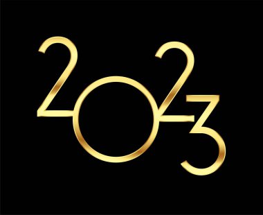 2023 New Year Holiday Gold Abstract Vector Illustration Design With Black Background