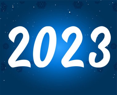 2023 Happy New Year Holiday White Abstract Vector Illustration Design With Blue Gradient Background