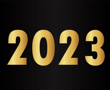 2023 Happy New Year Holiday Gold Abstract Vector Illustration Design With Black Gradient Background