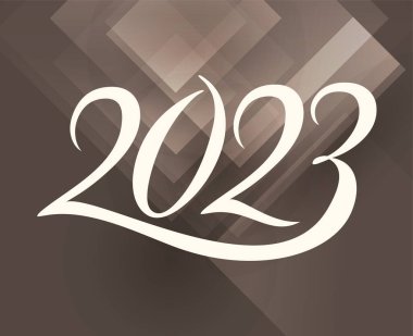 2023 Happy New Year Holiday White Abstract Vector Illustration Design With Brown Gradient Background