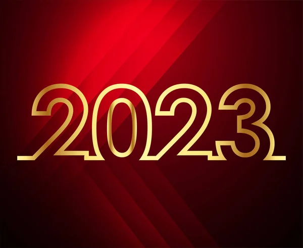 2023 New Year Holiday Gold Abstract Vector Illustration Design With Red Gradient Background