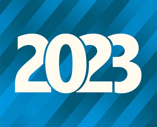 Новогодние Каникулы 2023 Года Белый Абстрактный Дизайн Синем Графическом Фоне — стоковый вектор