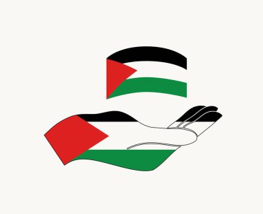 Filistin Amblemi Bayrak ve El Sembolü Soyut Orta Doğu Ülke Vektör Çizimi