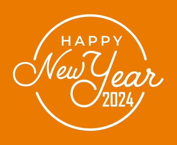 2024 Frohes Neues Jahr Urlaub Abstraktes Weißes Design Vector Logo Stockillustration