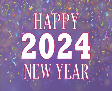 2024 Mutlu Yıllar Pembe ve Beyaz Soyut Vektör Logosu Gradyan Arkaplanlı İllüstrasyon