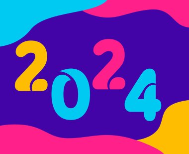 Mutlu yıllar 2024 Tatil Tasarımı Çok Renkli Vektör Logosu İllüstrasyonu