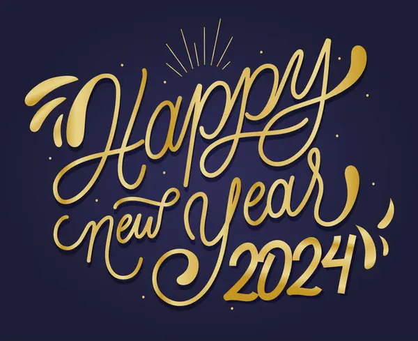 Frohes Neues Jahr 2024 Feiertagsdesign Gold Abstrakt Vector Logo Symbol lizenzfreie Stockvektoren