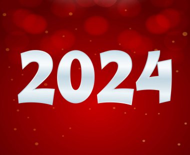 2024 Yeni Yıl Tatil Tasarımı Gri Soyut Vektör Logosu Resimleri Kırmızı Arkaplan