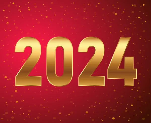 2024 New Year Holiday Design Gold Abstract Vector Logo Symbol Illustration With Red Background