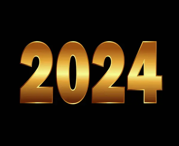 2024 Yeni Yıl Tatil Tasarımı Altın Soyut Vektör Sembol Llüstrasyonu Stok Vektör