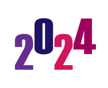 2024 Mutlu Yıllar Çok Renkli Tatil Grafik Tasarımı Soyut Vektör Logo İllüstrasyonu