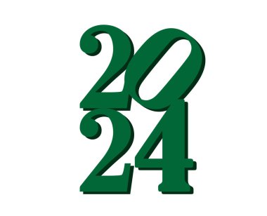 2024 Mutlu Yıllar Yeşil Grafik Tasarımı Soyut Vektör Logosu İllüstrasyonu
