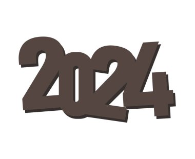 2024 Mutlu Yıllar Grafik Tasarımı Kahverengi Soyut Vektör Logosu İllüstrasyonu
