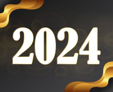 2024 Mutlu Yıllar Grafik Tasarımı Soyut Vektör Logosu İllüstrasyonu