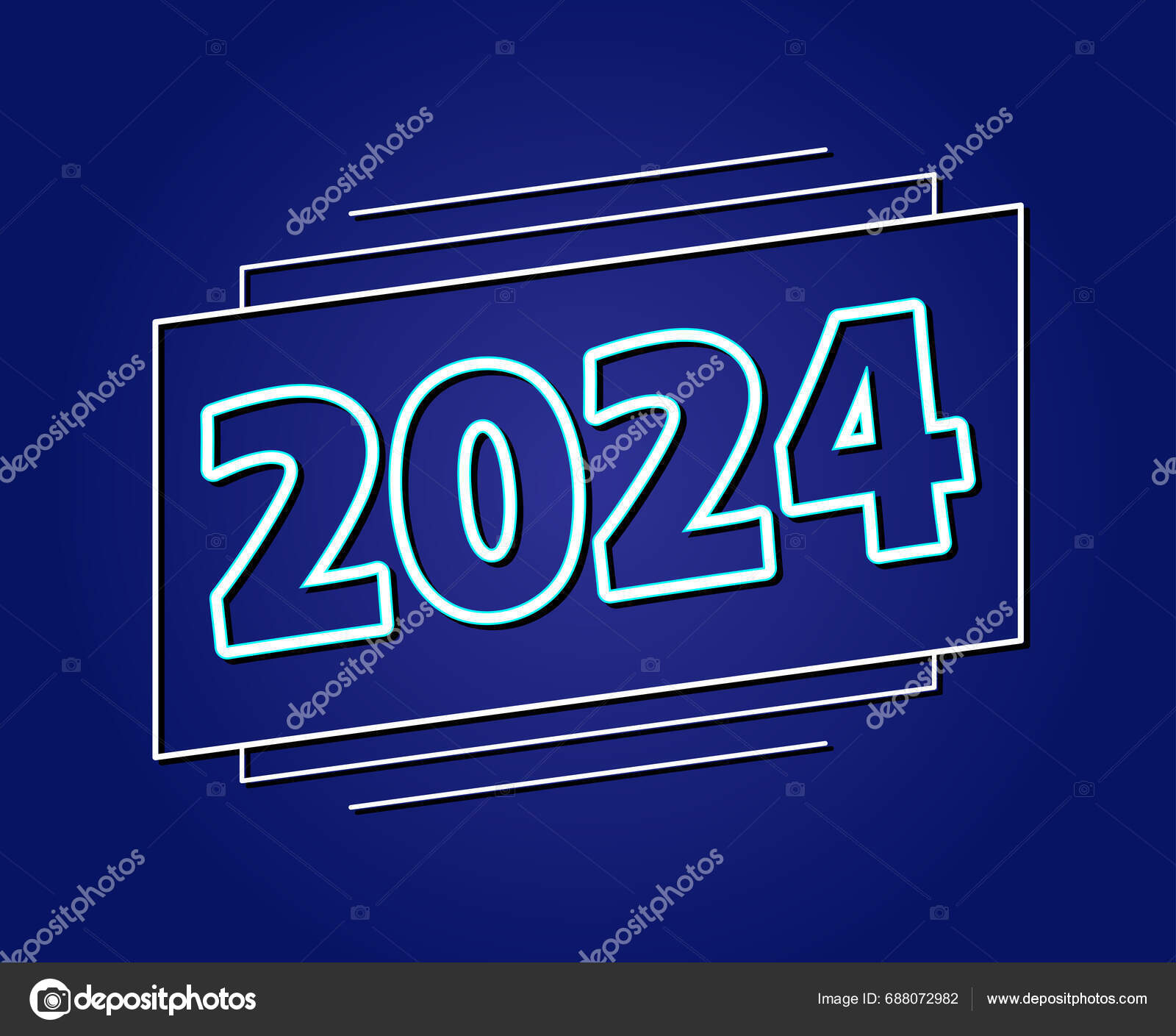 Godt Nytår 2024 Ferie Abstrakt Hvid Grafisk Design Vector Logo Stock ...