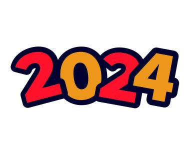 Mutlu yıllar 2024 Soyut Tatil Soyutlaması Çok Renkli Grafik Tasarım Vektörü Logo İllüstrasyonu