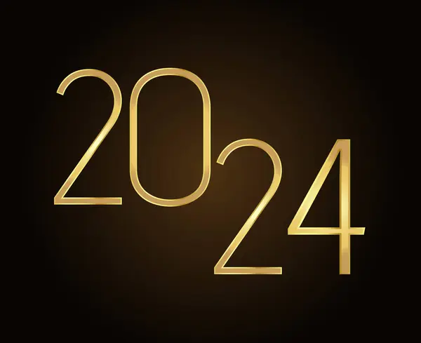 Happy New Year 2024 Holiday Abstract Gold Graphic Design Vector Logo Symbol Illustration With Brown Background