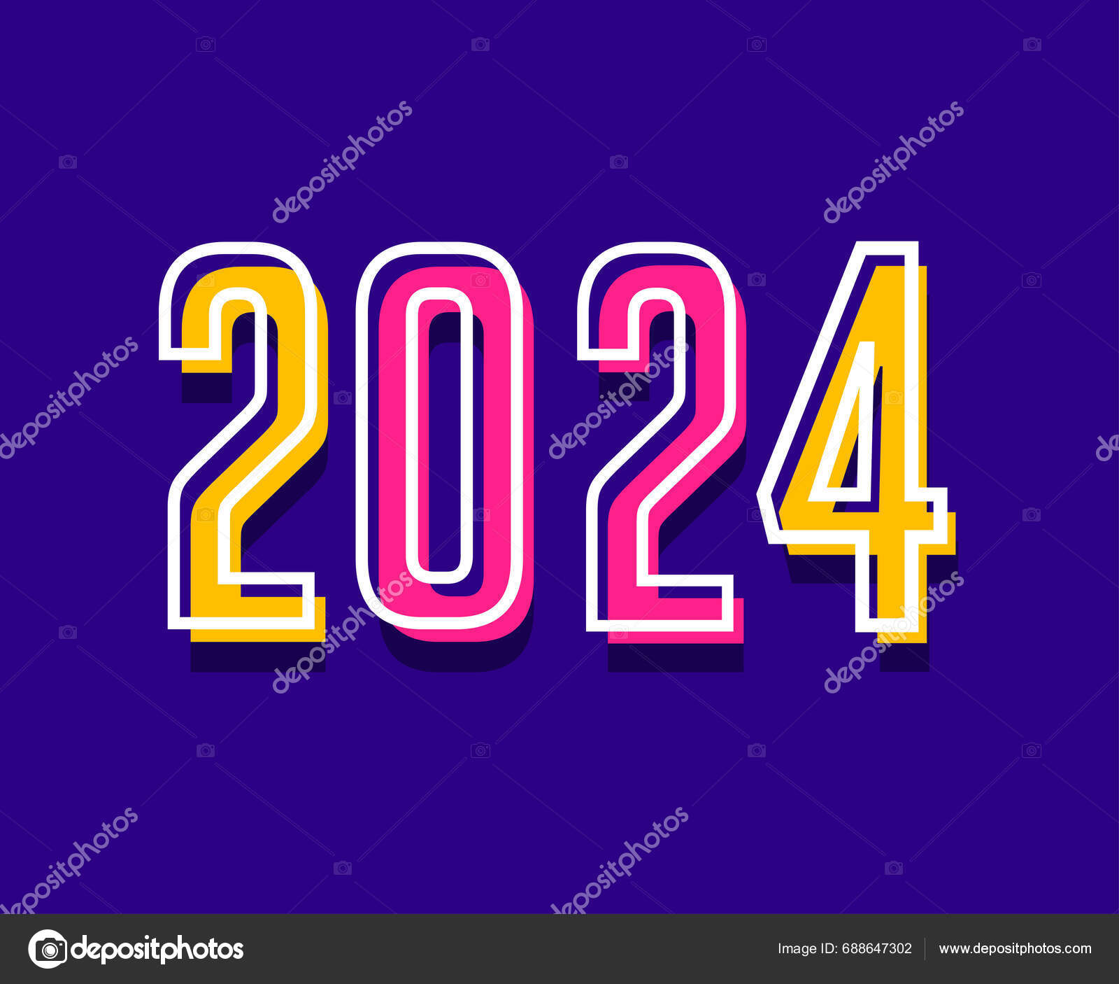 Happy New Year 2024 Holiday Abstract Multicolor Graphic Design Vector Stock Vector by ©JosephBK