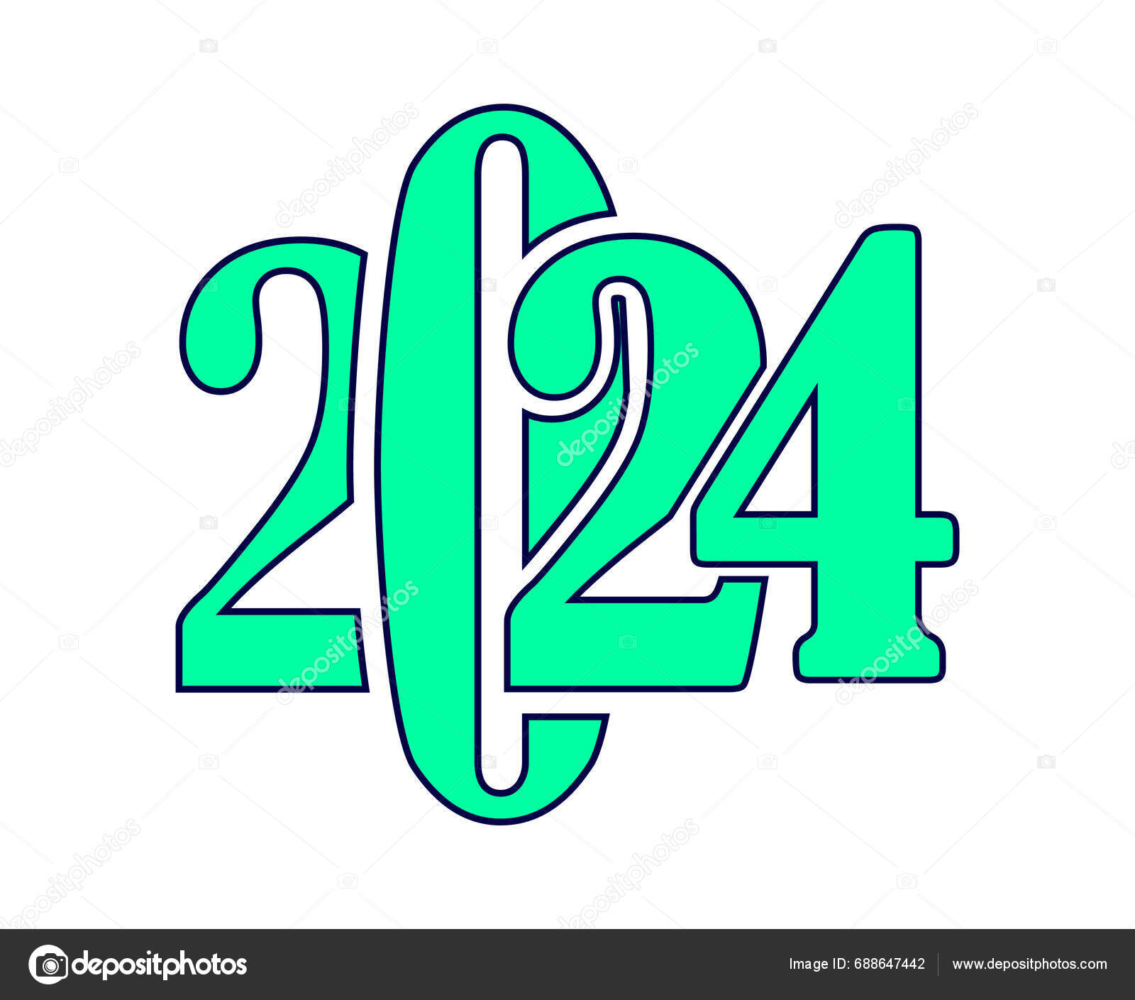 Happy New Year 2024 Holiday Abstract Green Blue Graphic Design Stock Vector by ©JosephBK 688647442