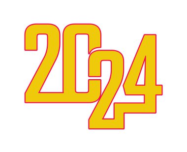 Mutlu yıllar 2024 Soyut Tatil Sarı ve Pembe Grafik Tasarımlı Vektör Logosu İllüstrasyonu