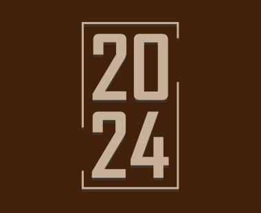 2024 Mutlu Yıllar Soyut Kahverengi Grafik Tasarım Vektör Logosu İllüstrasyonu