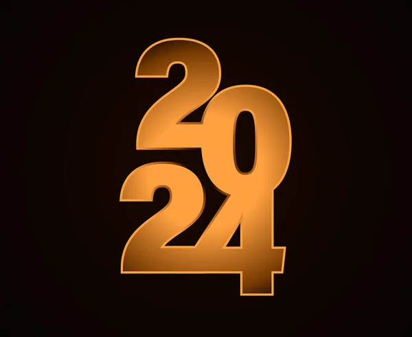 Mutlu yıllar 2024 Soyut Kahverengi Grafik Tasarım Vektör Logosu İllüstrasyonu