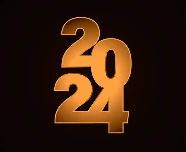 Mutlu Yıllar 2024 Soyut Kahverengi Grafik Tasarım Vektör Logosu Llüstrasyonu Telifsiz Stok Vektörler