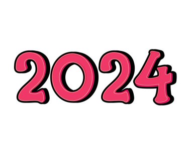 2024 Mutlu Yıllar Soyut Pembe ve Siyah Grafik Tasarım Vektör Logo İllüstrasyonu