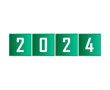 2024 Mutlu Yıllar Soyut Yeşil Grafik Tasarım Vektör Logosu İllüstrasyonu