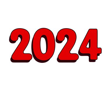 2024 Mutlu Yıllar Soyut Kırmızı Grafik Tasarım Vektör Logosu İllüstrasyonu