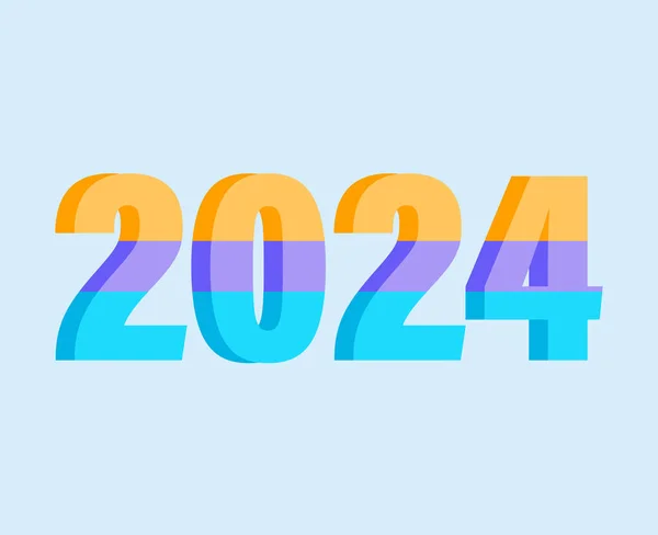 2024 Šťastný Nový Rok Abstraktní Vícebarevný Grafický Design Holiday Vector — Stockový vektor
