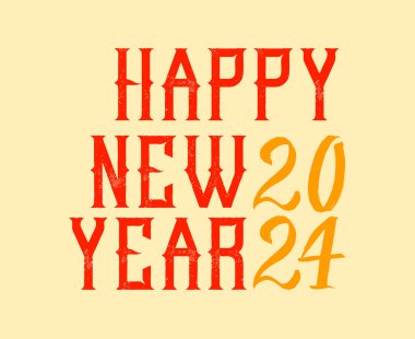 Mutlu yıllar 2024 Soyut Portakal ve Sarı Grafik Tasarım Vektör Logo İllüstrasyonu