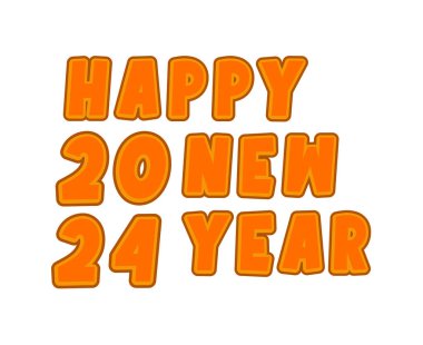Mutlu yıllar 2024 Soyut Turuncu Grafik Tasarım Vektör Logosu İllüstrasyonu
