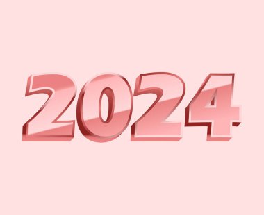 Mutlu yıllar 2024 Soyut Pembe Grafik Tasarım Vektör Logosu İllüstrasyonu