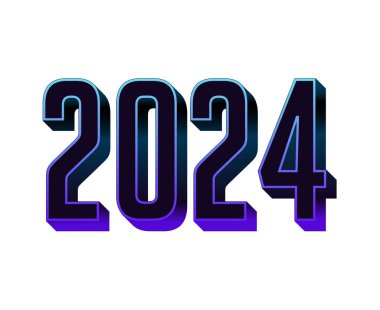 Mutlu yıllar 2024 Soyut Mavi Grafik Tasarım Vektör Logosu İllüstrasyonu