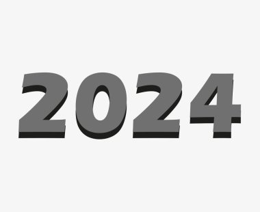 2024 Mutlu Yıllar Gri Grafik Tasarım Vektör Logosu İllüstrasyonu