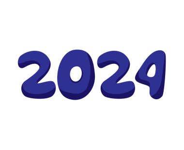 Mutlu yıllar 2024 Soyut Mavi Grafik Tasarım Vektör Logosu İllüstrasyonu