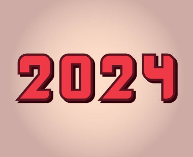 Mutlu yıllar 2024 Soyut Pembe ve Maroon Grafik Tasarım Vektörü Logo İllüstrasyonu