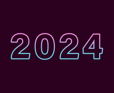 Mutlu yıllar 2024 Soyut Grafik Tasarım Vektör Logosu İllüstrasyonu