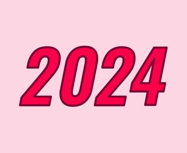 Mutlu yıllar 2024 Soyut Pembe ve Mor Grafik Tasarım Vektörü Logo İllüstrasyonu